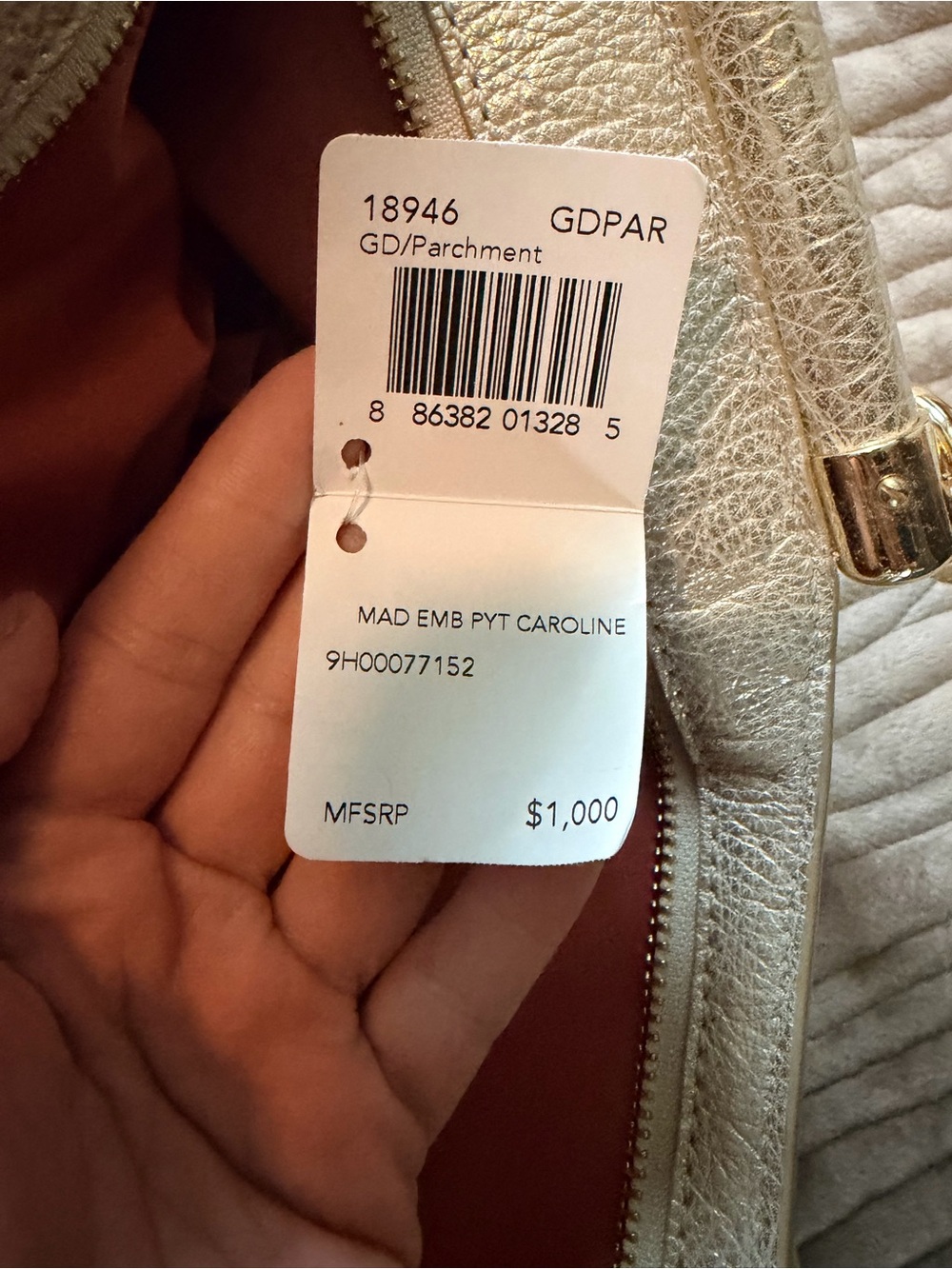 Coach Cream Snakeskin-Texture Shoulder Bag with Gold Hardware Accents - Picture 6 of 7